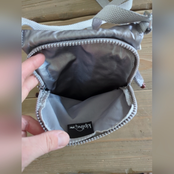 NWT Kipling Small Crossbody Bag El Dorado Metallic Pewter Adjustable Strap - Picture 6 of 9